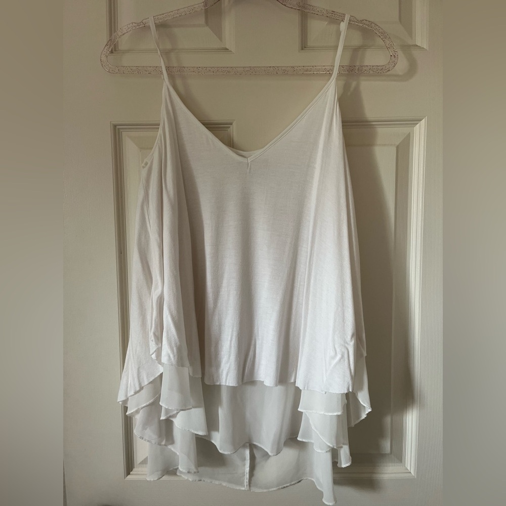 grace & lace women’s flowy layered white tank top